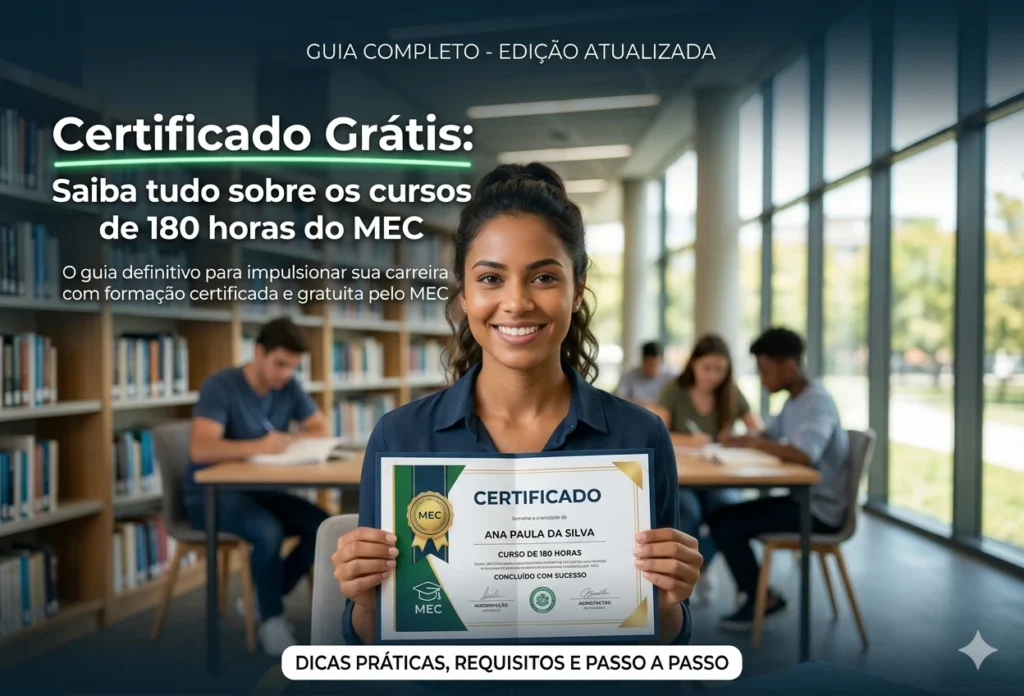 Certificado Grátis: Saiba tudo sobre os cursos de 180 horas do MEC