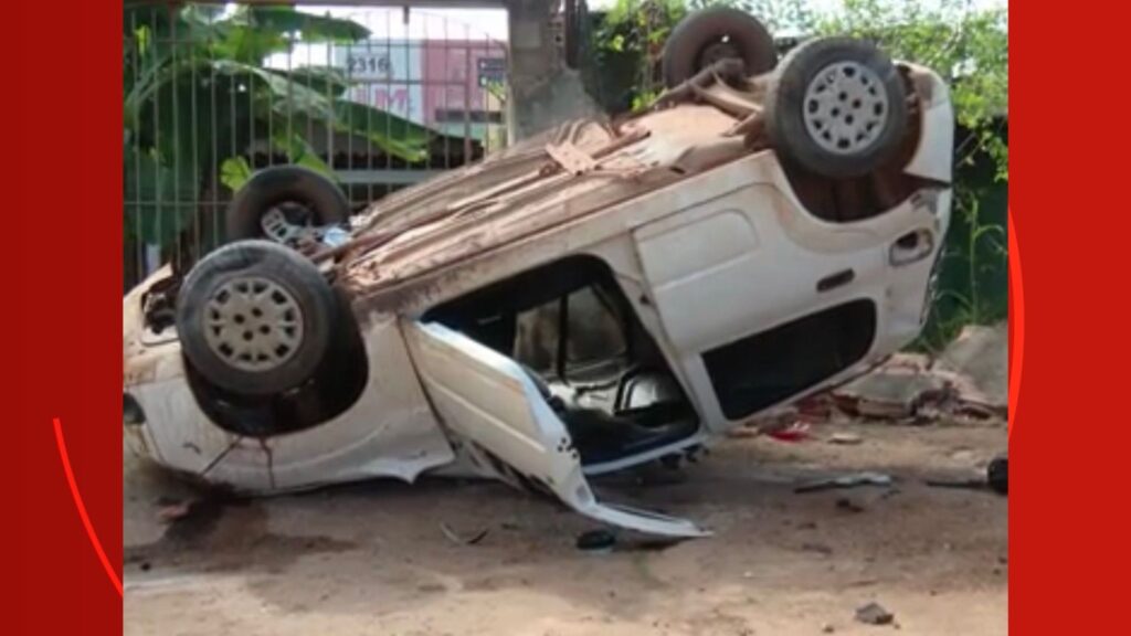 Motorista fica presa às ferragens após capotamento em Porto Velho