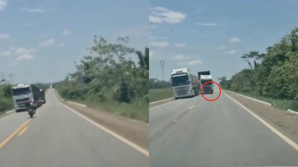 VÍDEO: Motociclista faz zigue-zague na pista e morre após ser atingido por caminhão boiadeiro em RO